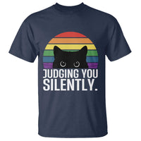 Rainbow Black Cat LGBT Pride T Shirt Judging You Silently