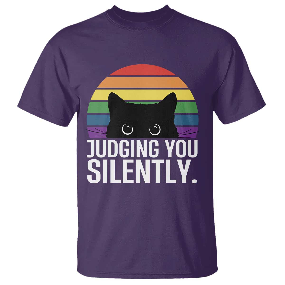 Rainbow Black Cat LGBT Pride T Shirt Judging You Silently