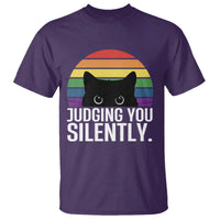 Rainbow Black Cat LGBT Pride T Shirt Judging You Silently