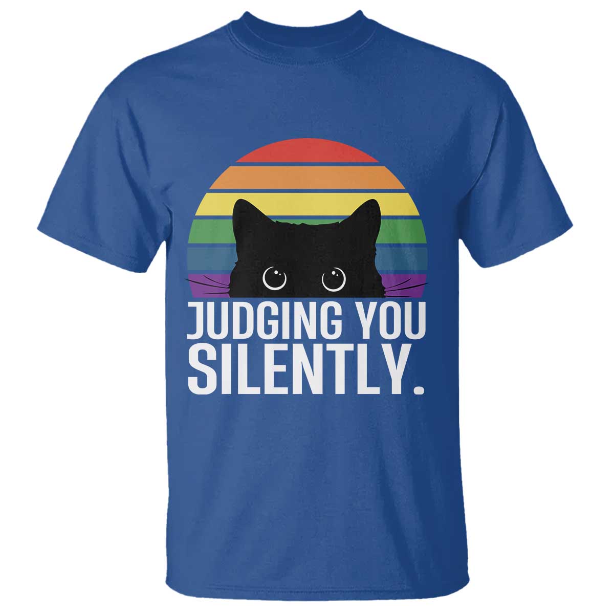 Rainbow Black Cat LGBT Pride T Shirt Judging You Silently