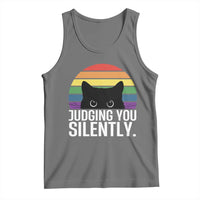 Rainbow Black Cat LGBT Pride Tank Top Judging You Silently
