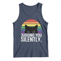 Rainbow Black Cat LGBT Pride Tank Top Judging You Silently