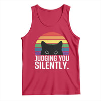 Rainbow Black Cat LGBT Pride Tank Top Judging You Silently