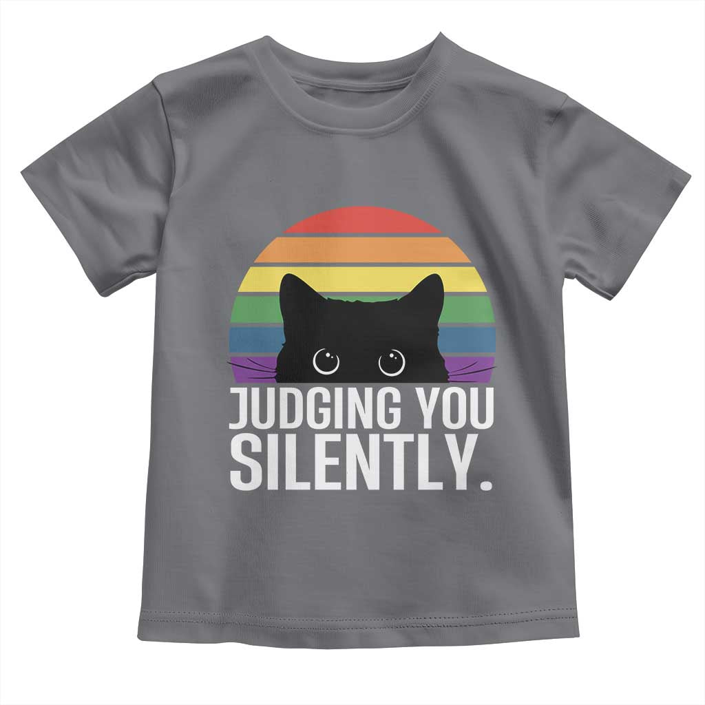 Rainbow Black Cat LGBT Pride Toddler T Shirt Judging You Silently
