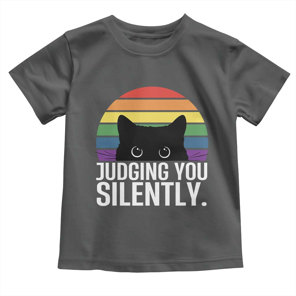Rainbow Black Cat LGBT Pride Toddler T Shirt Judging You Silently