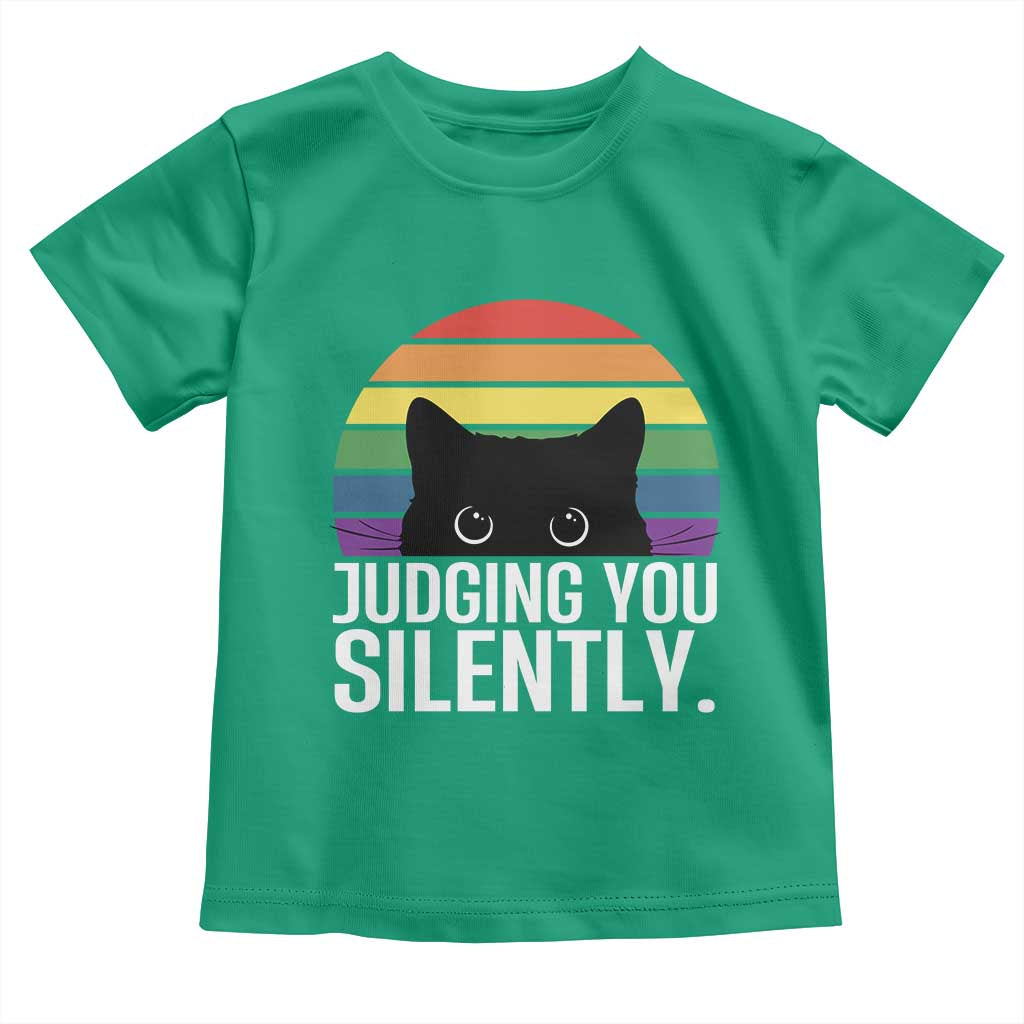 Rainbow Black Cat LGBT Pride Toddler T Shirt Judging You Silently