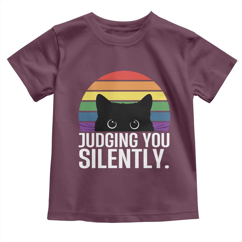 Rainbow Black Cat LGBT Pride Toddler T Shirt Judging You Silently