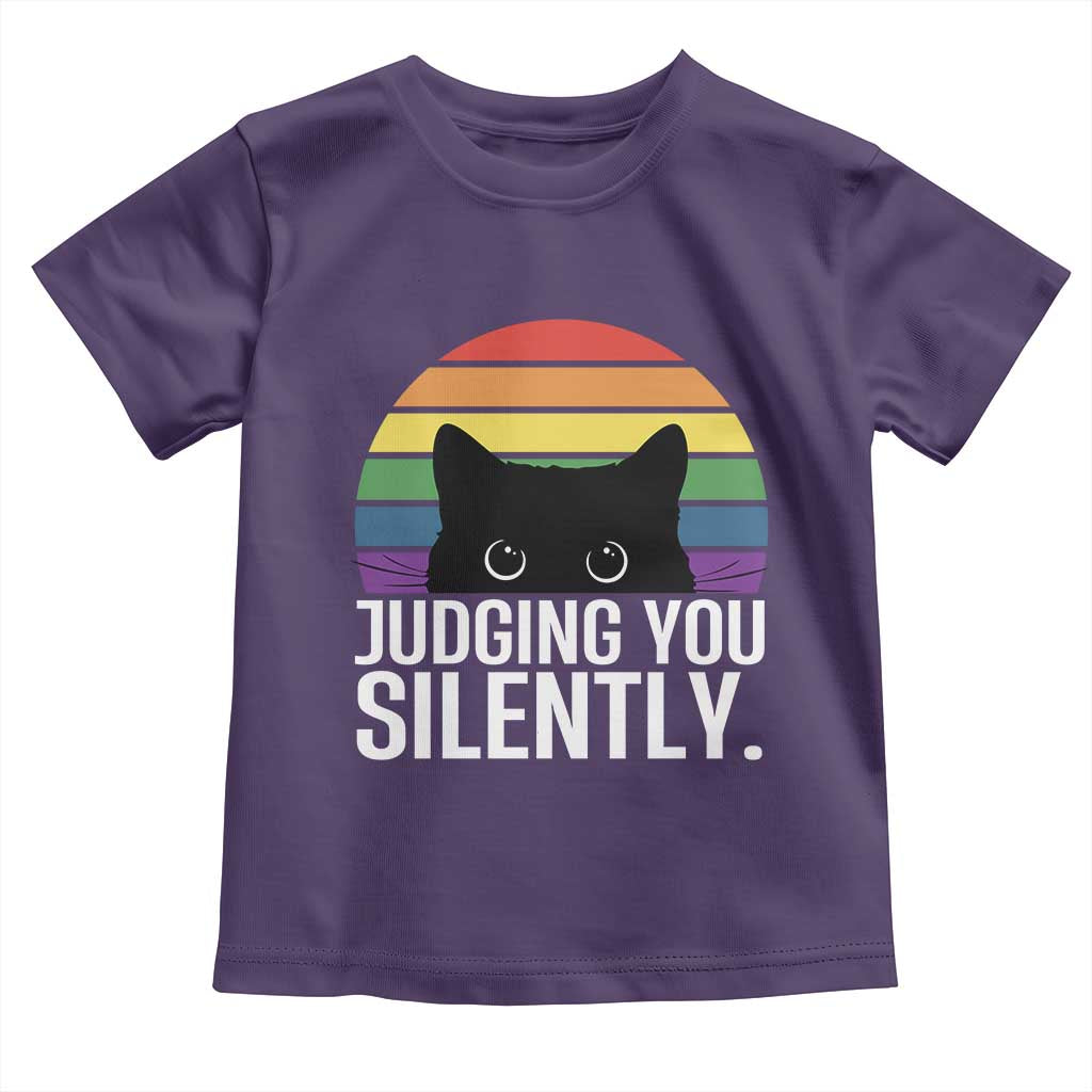 Rainbow Black Cat LGBT Pride Toddler T Shirt Judging You Silently