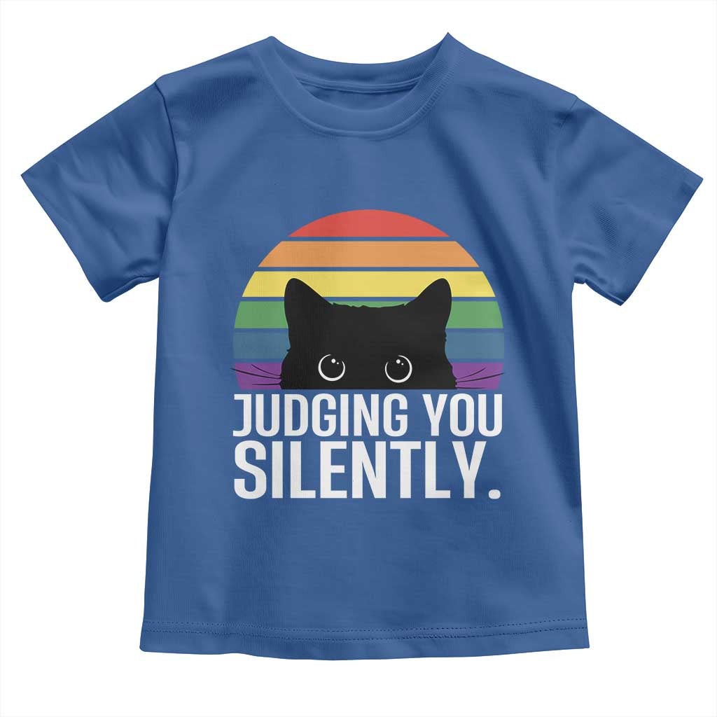 Rainbow Black Cat LGBT Pride Toddler T Shirt Judging You Silently