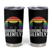 Rainbow Black Cat LGBT Pride Tumbler Cup Judging You Silently