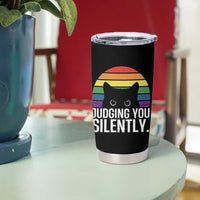 Rainbow Black Cat LGBT Pride Tumbler Cup Judging You Silently