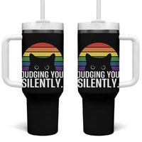 Rainbow Black Cat LGBT Pride Tumbler With Handle Judging You Silently