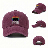 Rainbow Black Cat LGBT Pride Washed Cotton Baseball Cap Judging You Silently