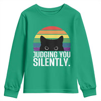 Rainbow Black Cat LGBT Pride Youth Sweatshirt Judging You Silently