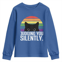 Rainbow Black Cat LGBT Pride Youth Sweatshirt Judging You Silently