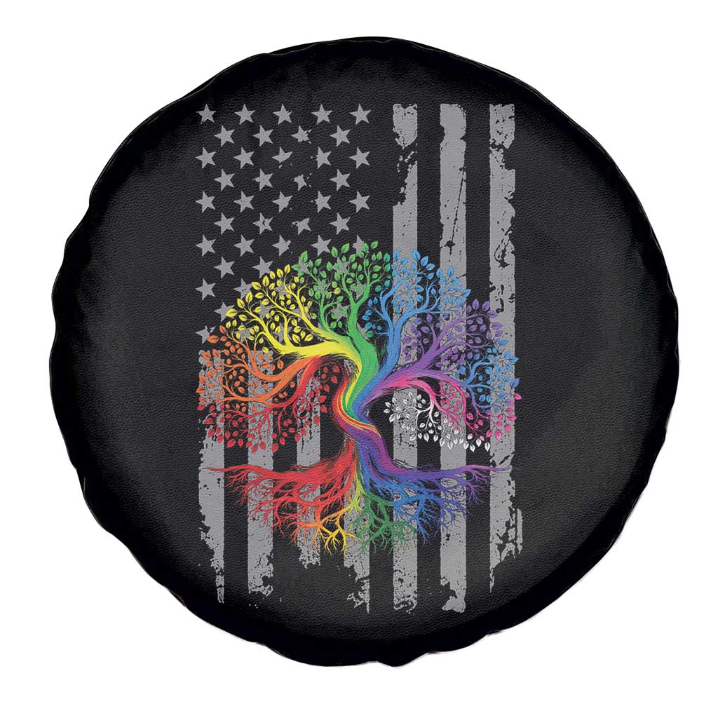 Tree of Life Rainbow LGBTQ Pride Spare Tire Cover American Flag Gift