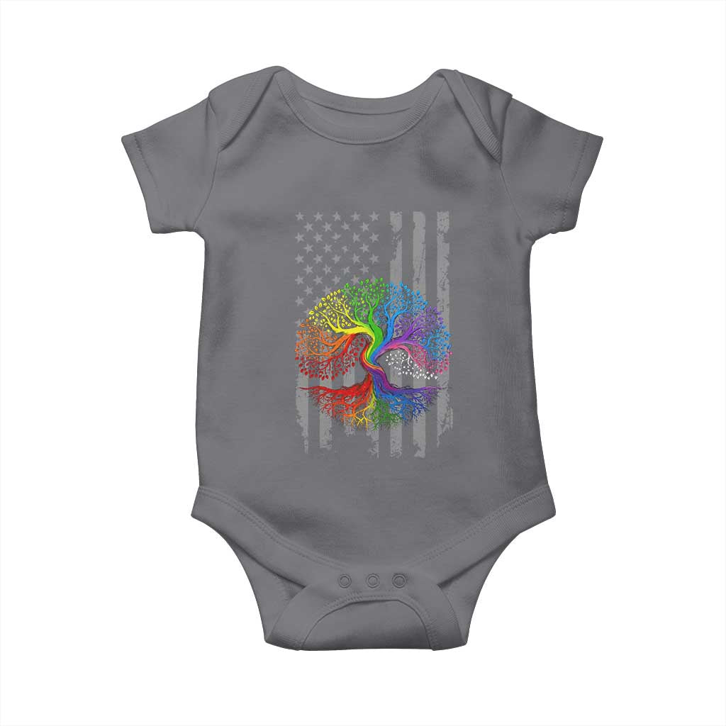 Tree of Life Rainbow LGBTQ Pride Baby Onesie American Flag Gift