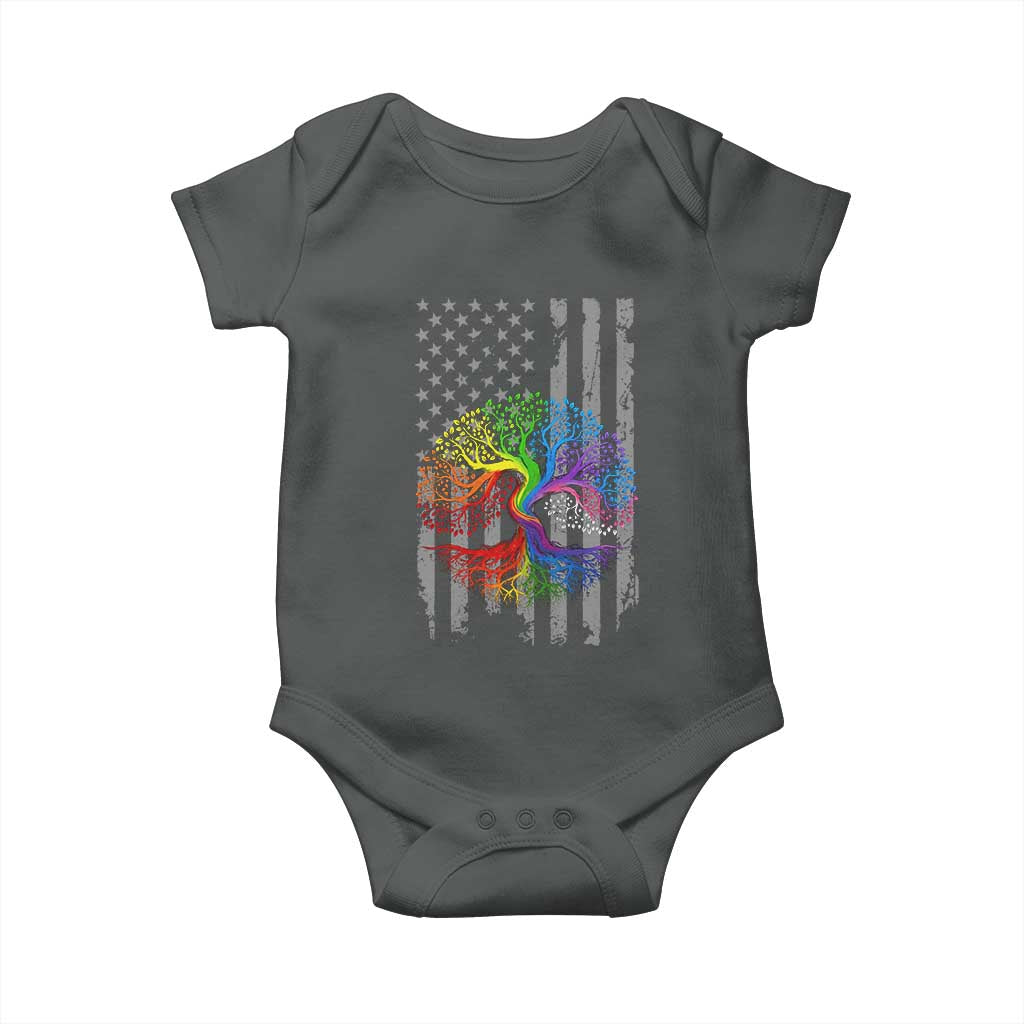 Tree of Life Rainbow LGBTQ Pride Baby Onesie American Flag Gift