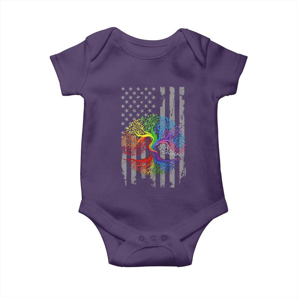 Tree of Life Rainbow LGBTQ Pride Baby Onesie American Flag Gift