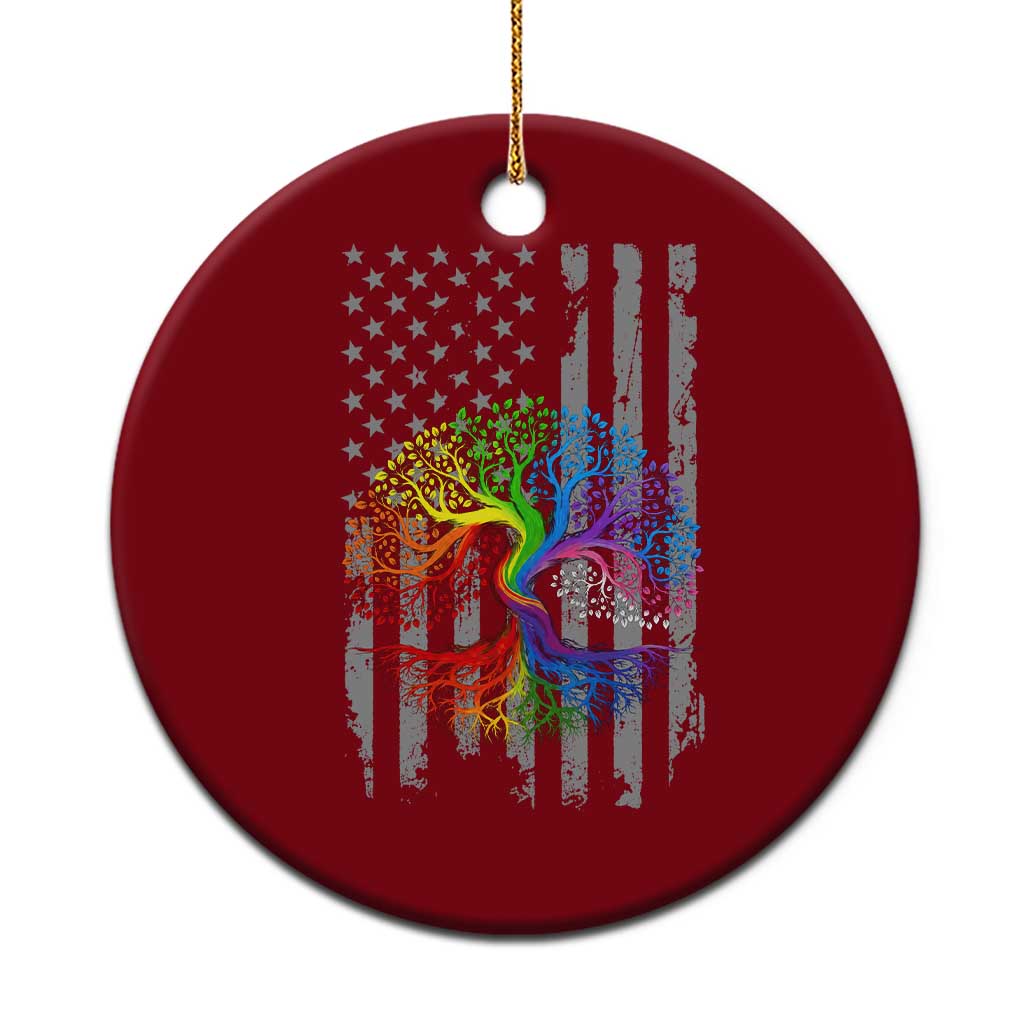 Tree of Life Rainbow LGBTQ Pride Ceramic Ornament American Flag Gift