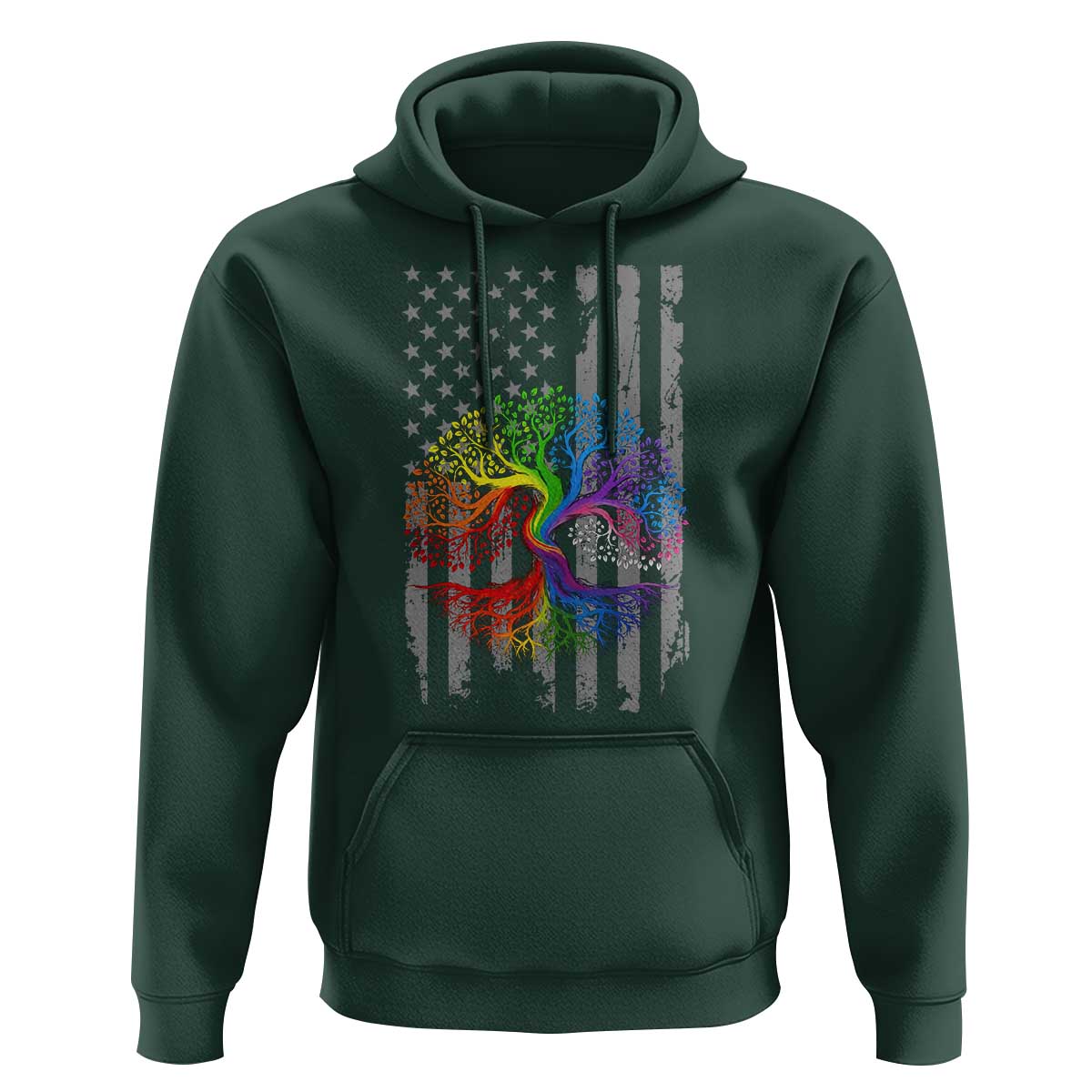 Tree of Life Rainbow LGBTQ Pride Hoodie American Flag Gift