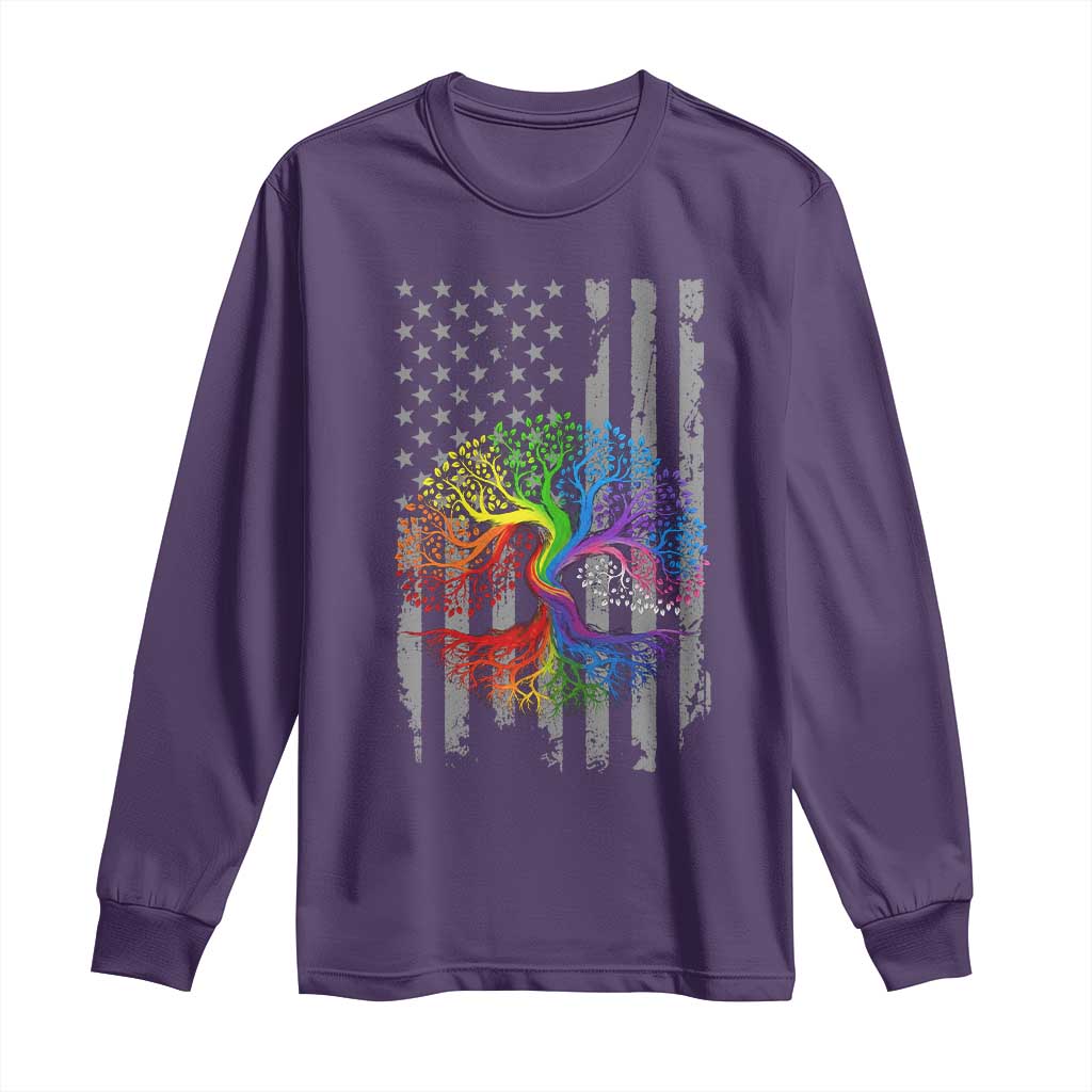 Tree of Life Rainbow LGBTQ Pride Long Sleeve Shirt American Flag Gift