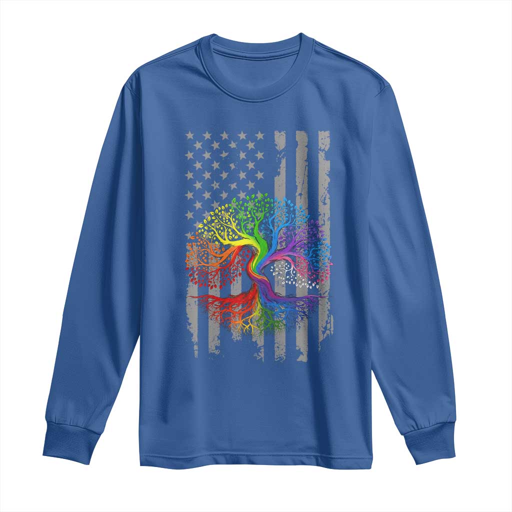 Tree of Life Rainbow LGBTQ Pride Long Sleeve Shirt American Flag Gift