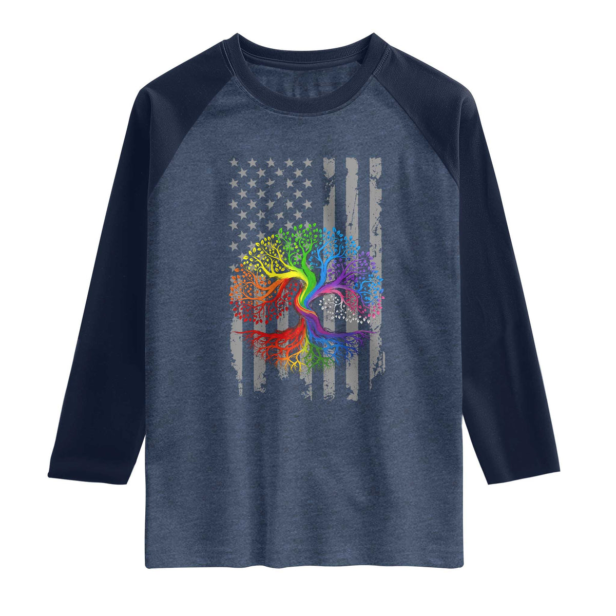 Tree of Life Rainbow LGBTQ Pride Raglan Shirt American Flag Gift