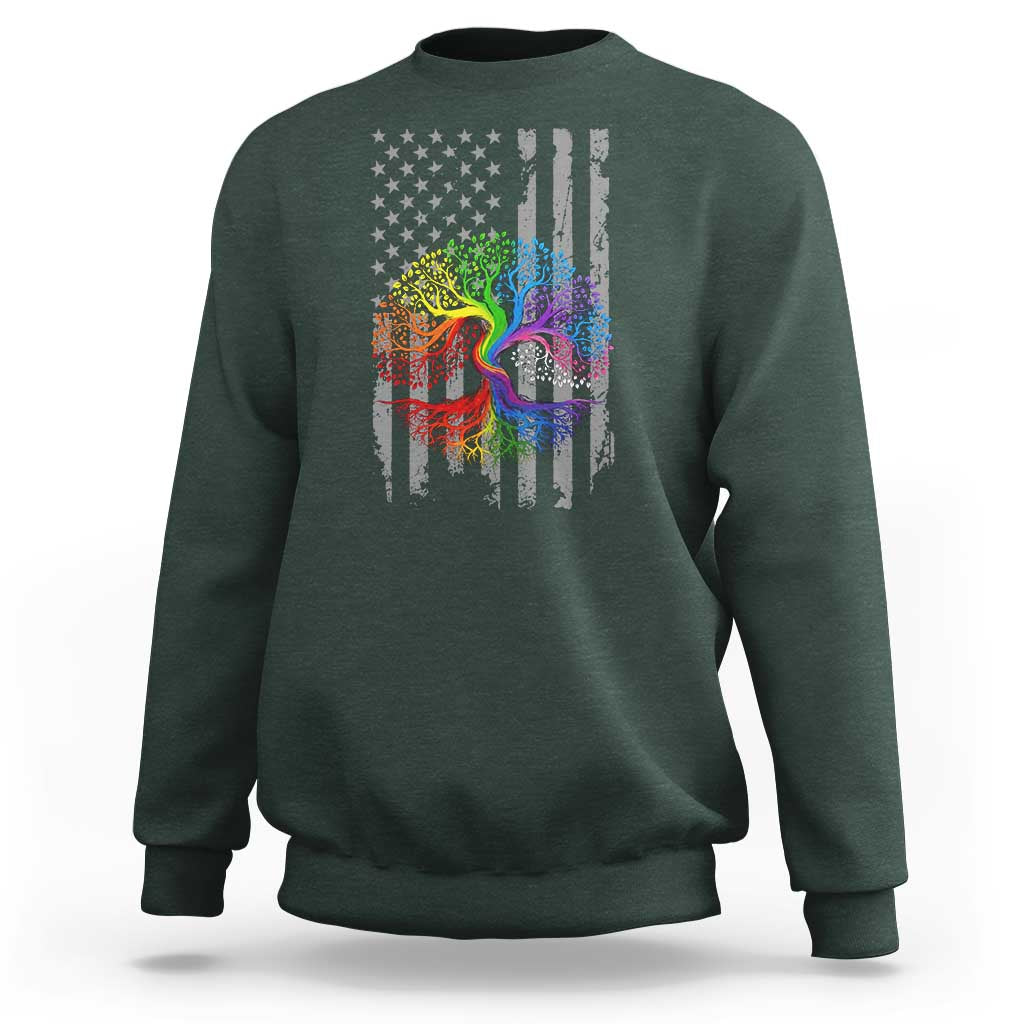 Tree of Life Rainbow LGBTQ Pride Sweatshirt American Flag Gift