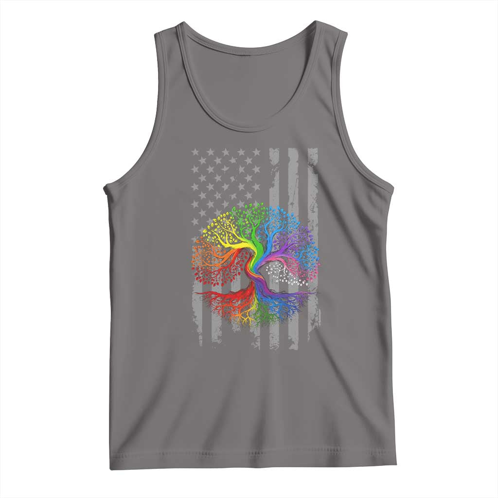Tree of Life Rainbow LGBTQ Pride Tank Top American Flag Gift