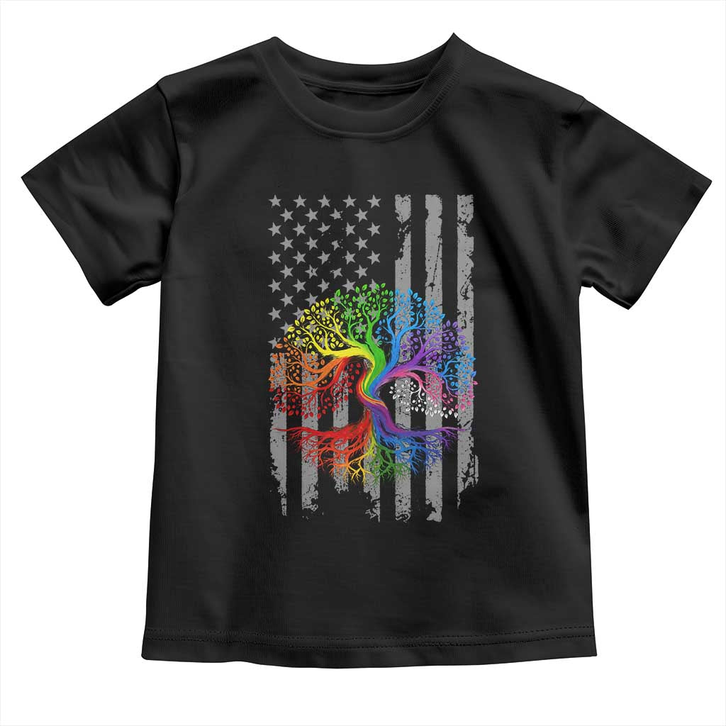 Tree of Life Rainbow LGBTQ Pride Toddler T Shirt American Flag Gift