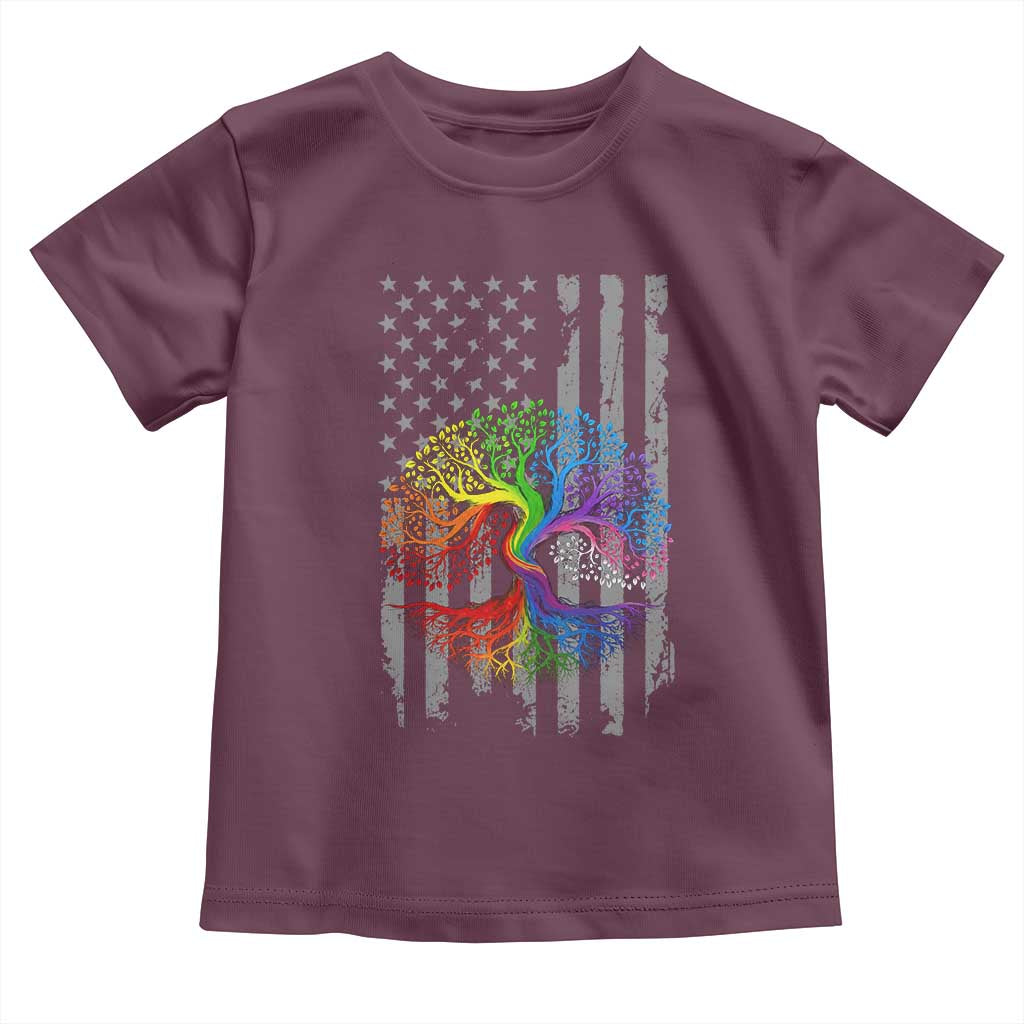 Tree of Life Rainbow LGBTQ Pride Toddler T Shirt American Flag Gift
