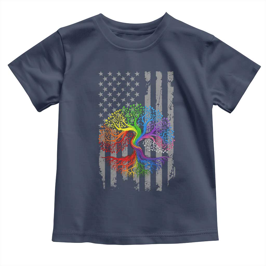 Tree of Life Rainbow LGBTQ Pride Toddler T Shirt American Flag Gift
