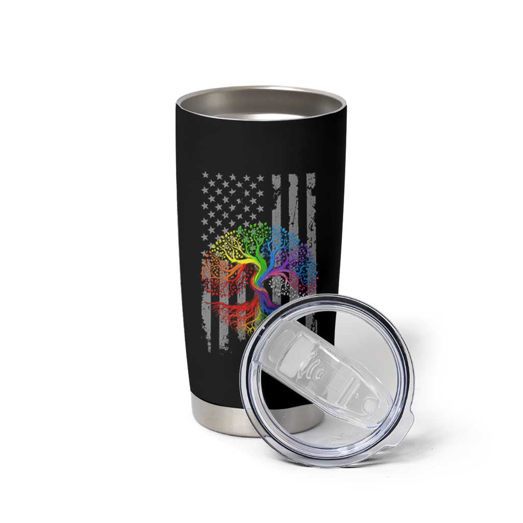 Tree of Life Rainbow LGBTQ Pride Tumbler Cup American Flag Gift