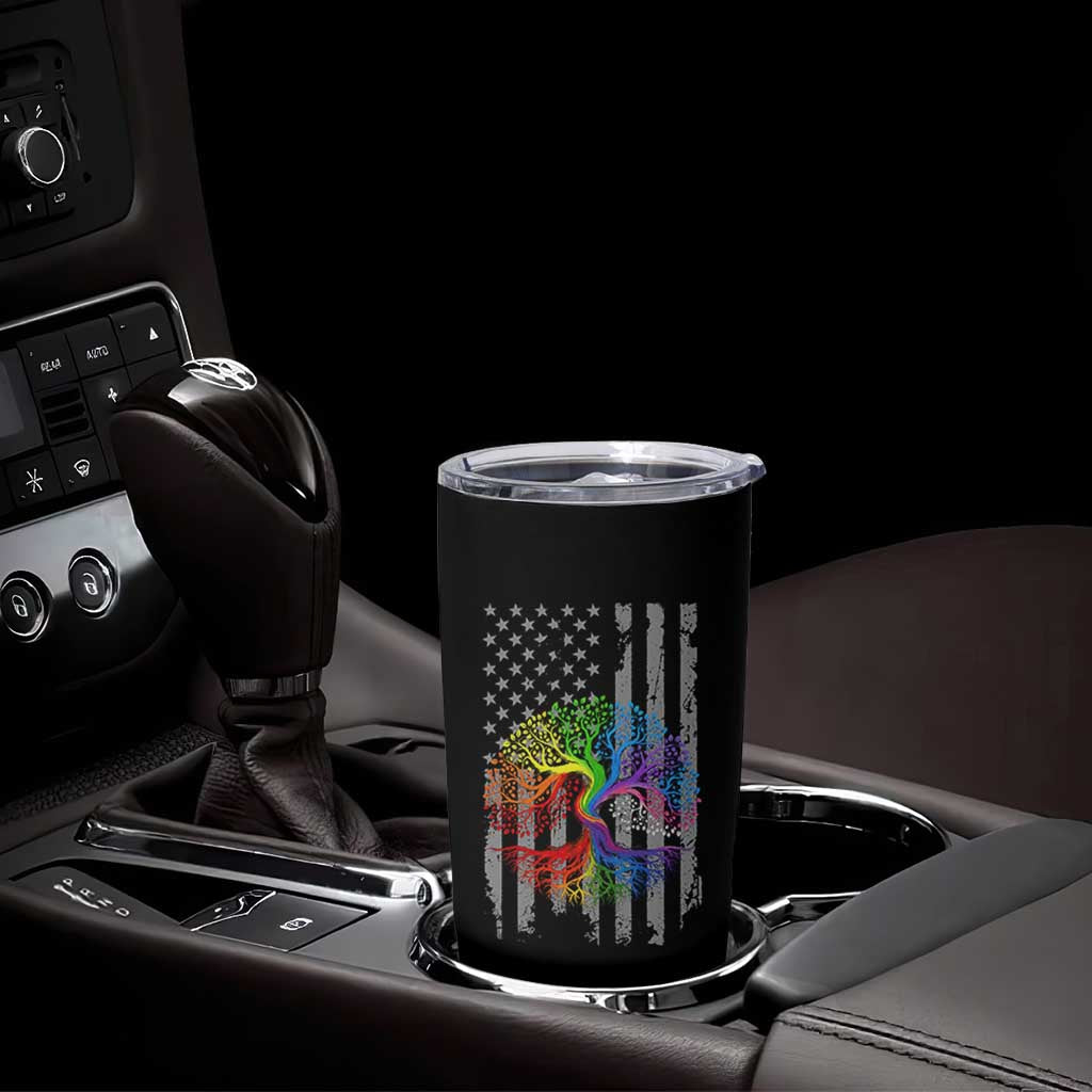 Tree of Life Rainbow LGBTQ Pride Tumbler Cup American Flag Gift