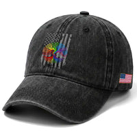 Tree of Life Rainbow LGBTQ Pride Washed Cotton Baseball Cap American Flag Gift