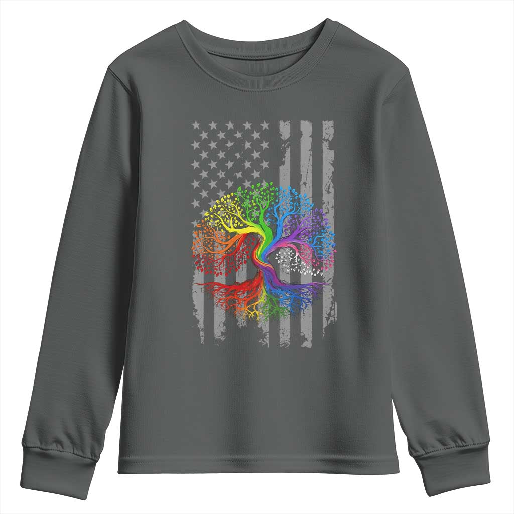 Tree of Life Rainbow LGBTQ Pride Youth Sweatshirt American Flag Gift