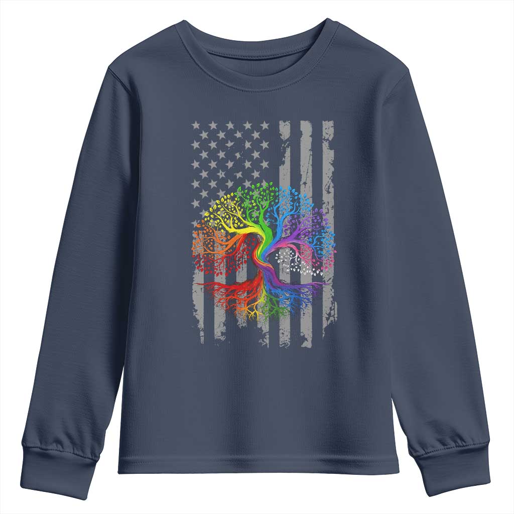 Tree of Life Rainbow LGBTQ Pride Youth Sweatshirt American Flag Gift