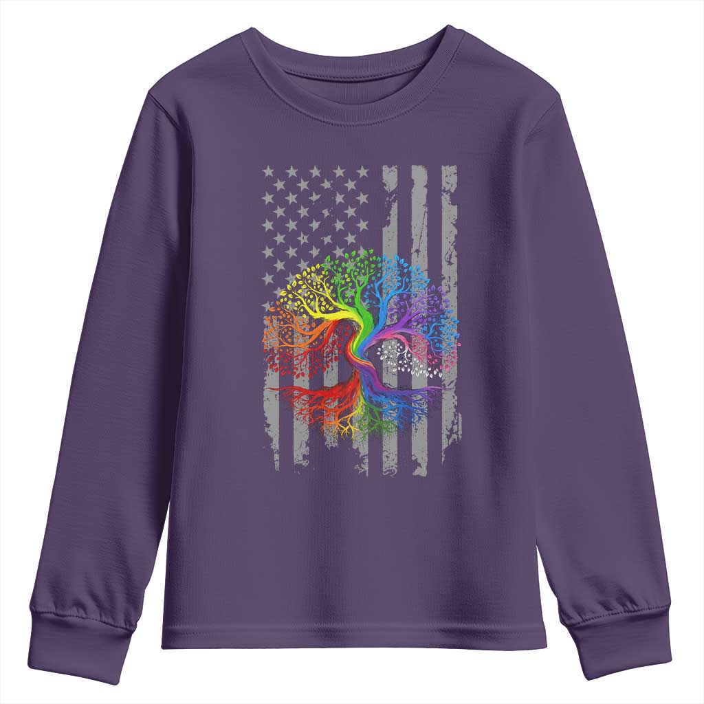 Tree of Life Rainbow LGBTQ Pride Youth Sweatshirt American Flag Gift