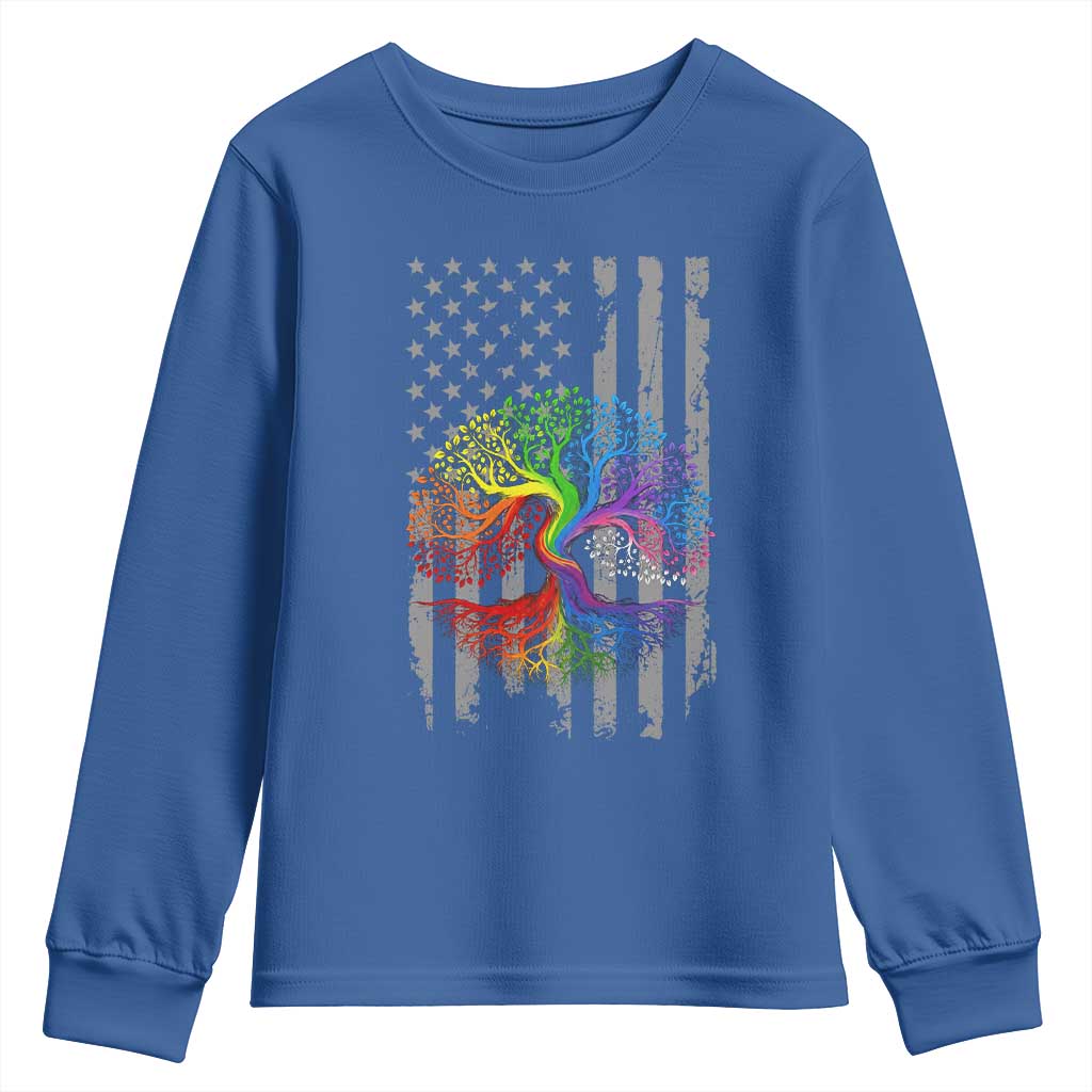 Tree of Life Rainbow LGBTQ Pride Youth Sweatshirt American Flag Gift