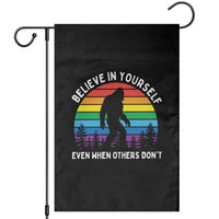 Retro Rainbow Bigfoot Garden Flag Believe In Yourself Even When Others Don't