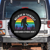 Retro Rainbow Bigfoot Spare Tire Cover Believe In Yourself Even When Others Don't