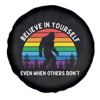 Retro Rainbow Bigfoot Spare Tire Cover Believe In Yourself Even When Others Don't