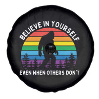 Retro Rainbow Bigfoot Spare Tire Cover Believe In Yourself Even When Others Don't