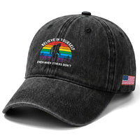 Retro Rainbow Bigfoot Washed Cotton Baseball Cap Believe In Yourself Even When Others Don't