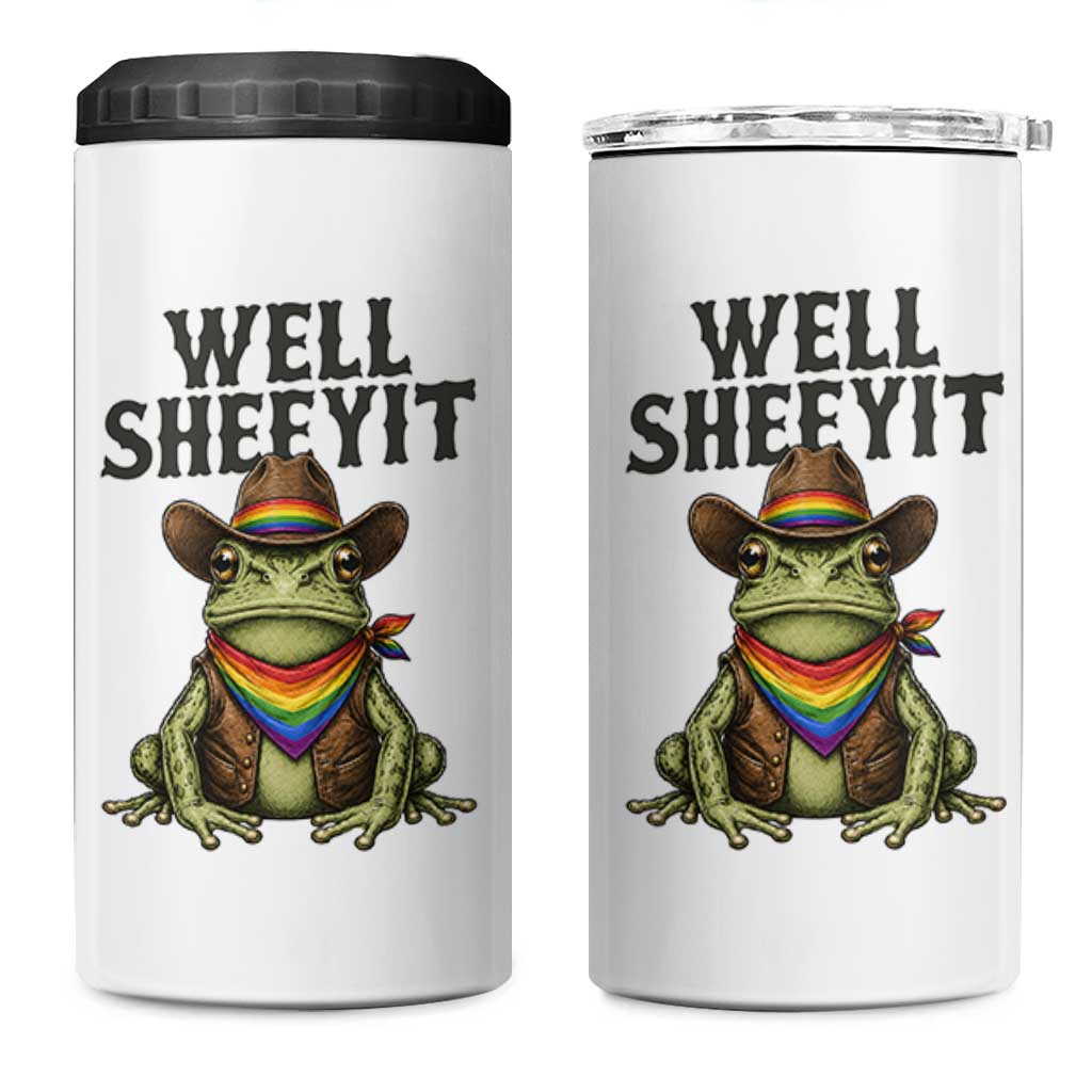Pride Frog LGBT Rainbow 4 in 1 Can Cooler Tumbler Well Sheeyit Country Western