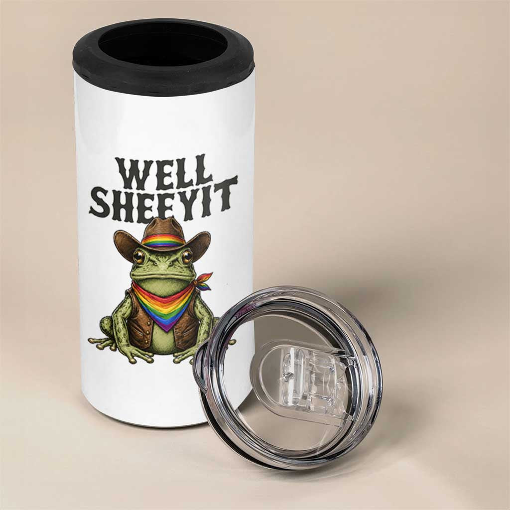 Pride Frog LGBT Rainbow 4 in 1 Can Cooler Tumbler Well Sheeyit Country Western