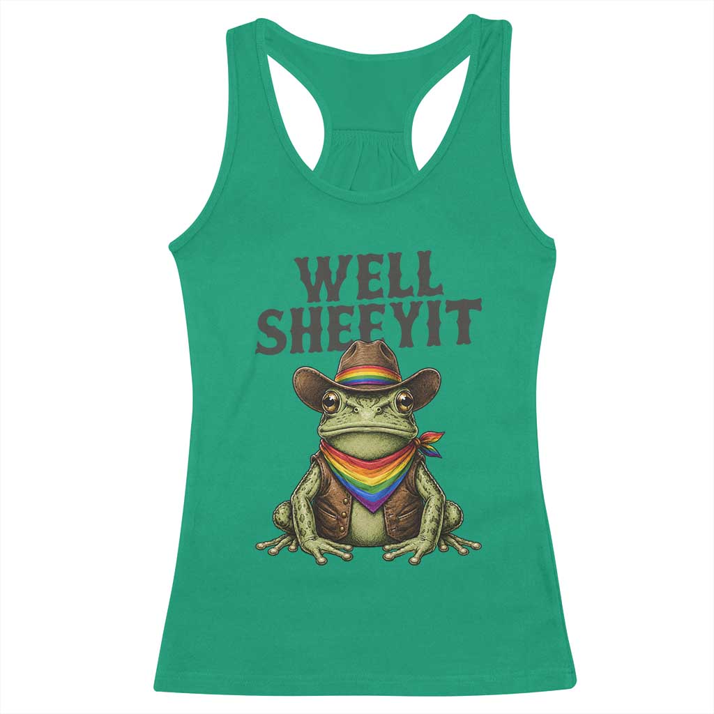 Pride Frog LGBT Rainbow Racerback Tank Top Well Sheeyit Country Western