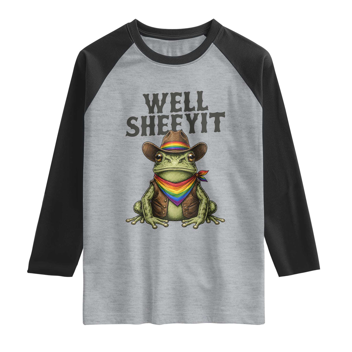 Pride Frog LGBT Rainbow Raglan Shirt Well Sheeyit Country Western