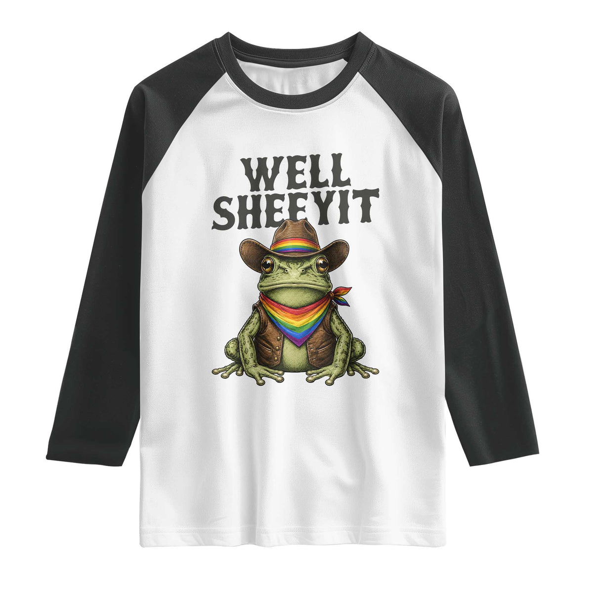 Pride Frog LGBT Rainbow Raglan Shirt Well Sheeyit Country Western